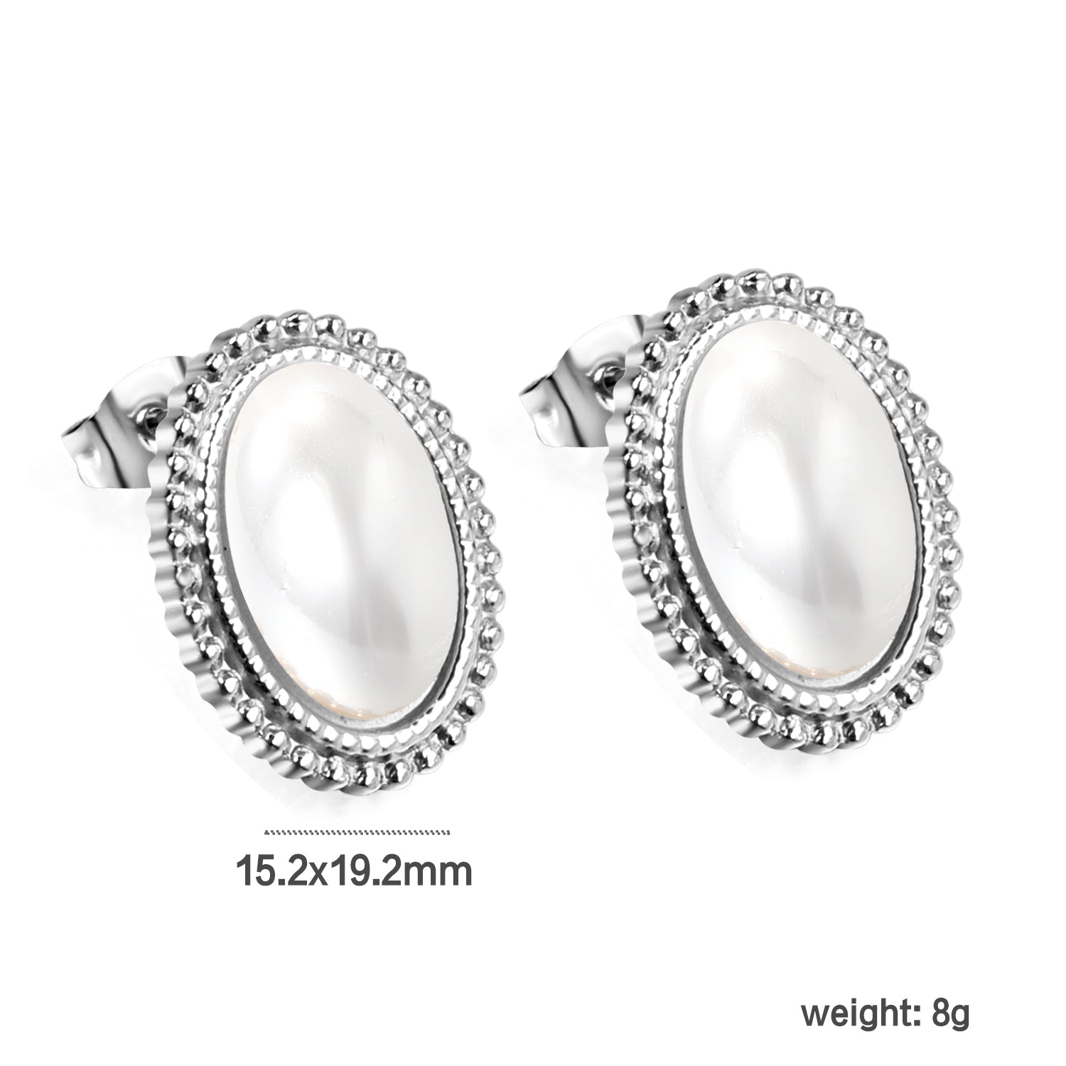 Lace Oval with White Pearl Earrings 15.2*19.2mm asonjewelry