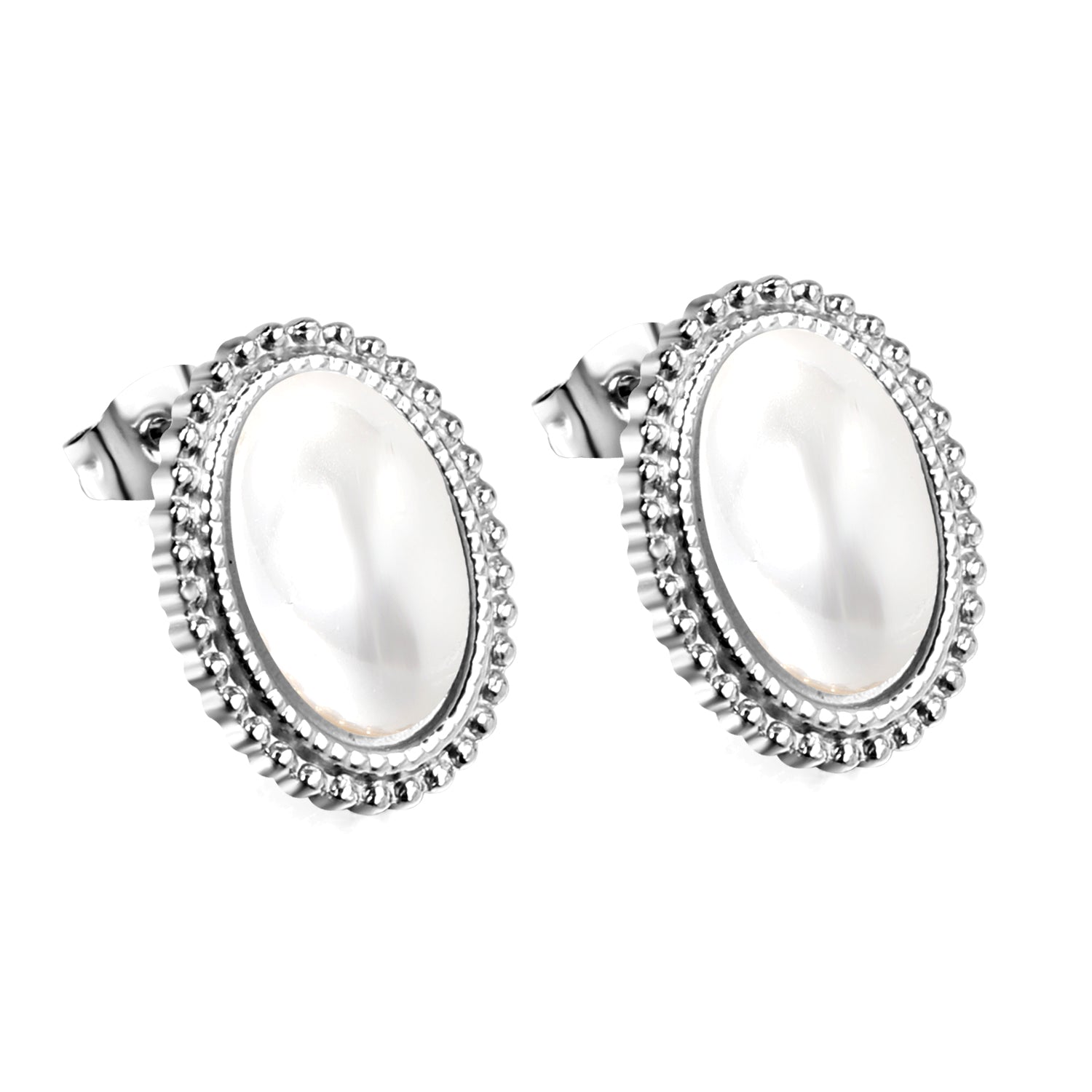 Lace Oval with White Pearl Earrings 15.2*19.2mm asonjewelry
