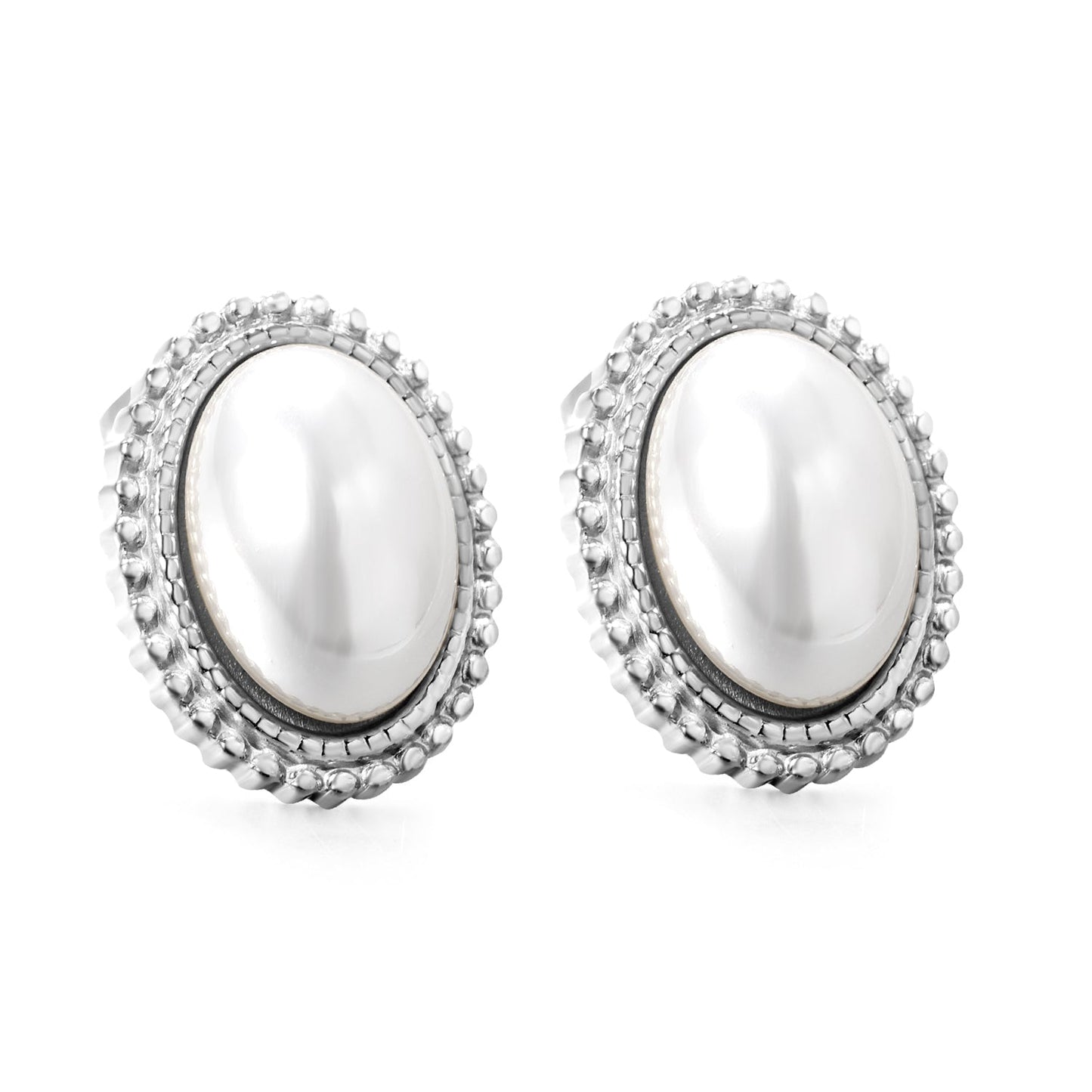 Lace Oval with White Pearl Earrings 15.2*19.2mm asonjewelry