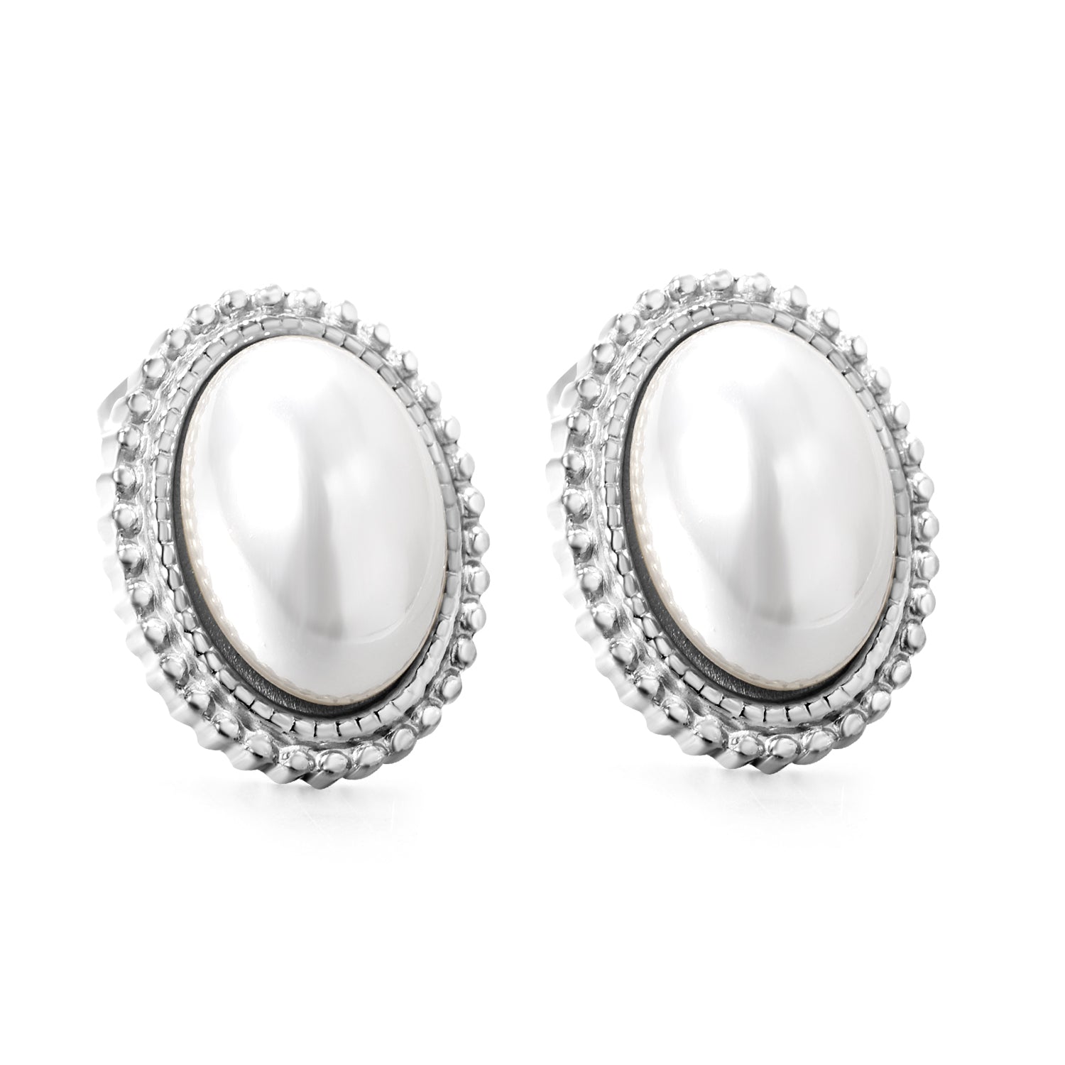 Lace Oval with White Pearl Earrings 15.2*19.2mm asonjewelry