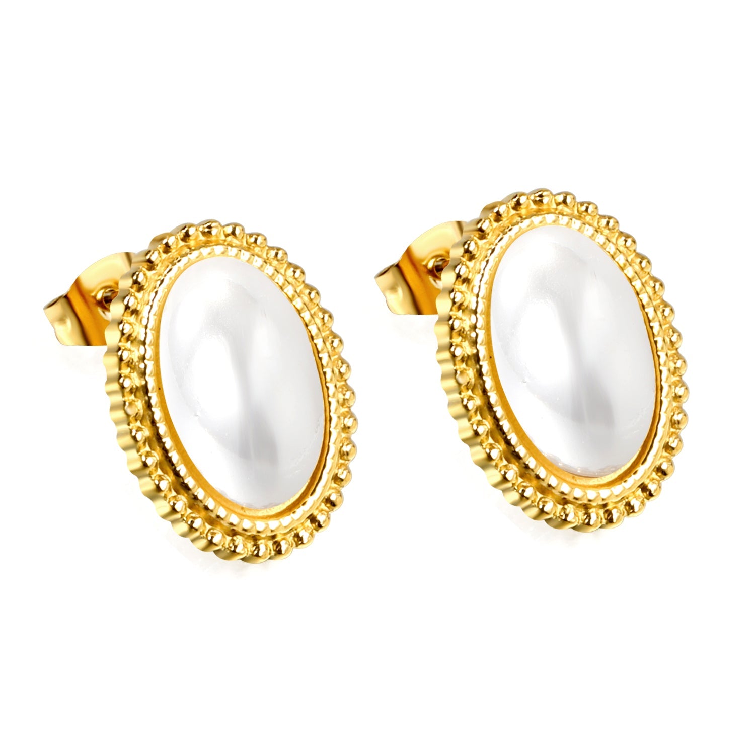 Lace Oval with White Pearl Earrings 15.2*19.2mm asonjewelry