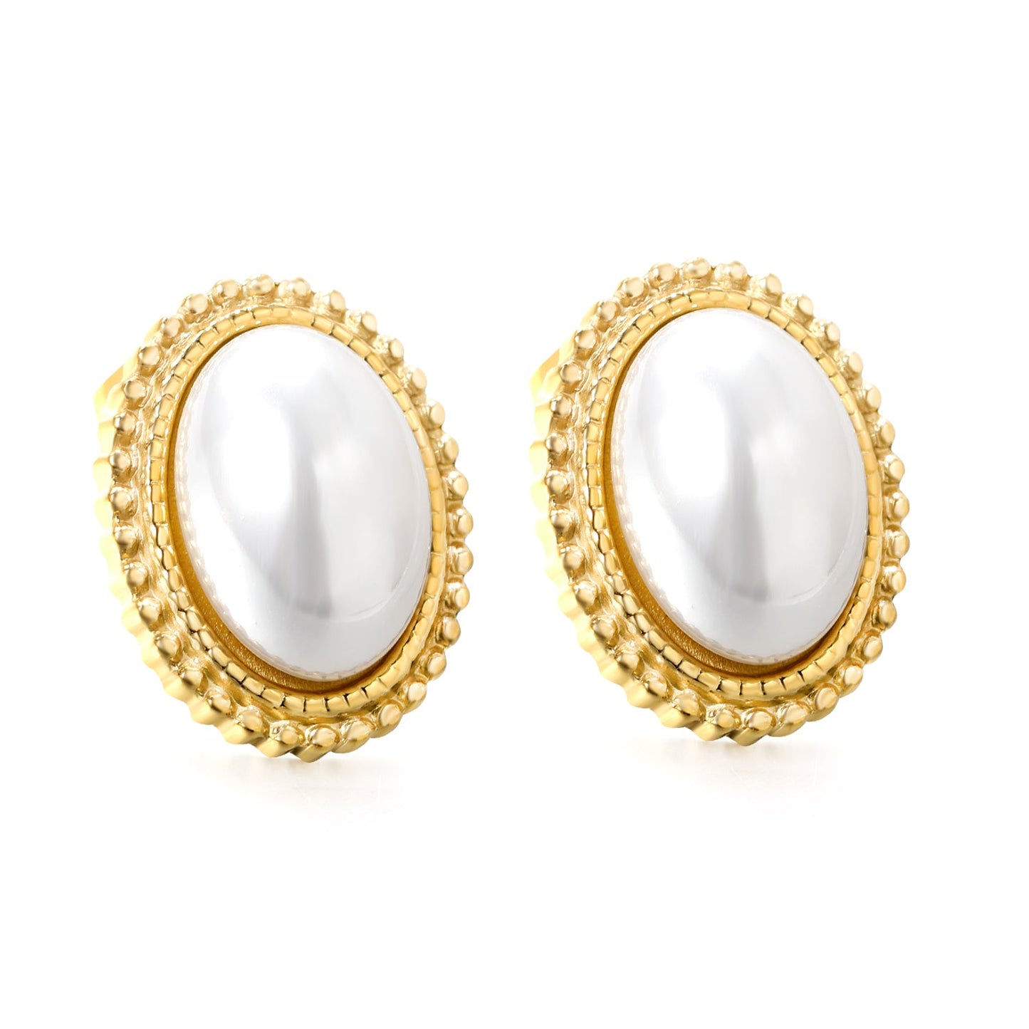 Lace Oval with White Pearl Earrings 15.2*19.2mm asonjewelry