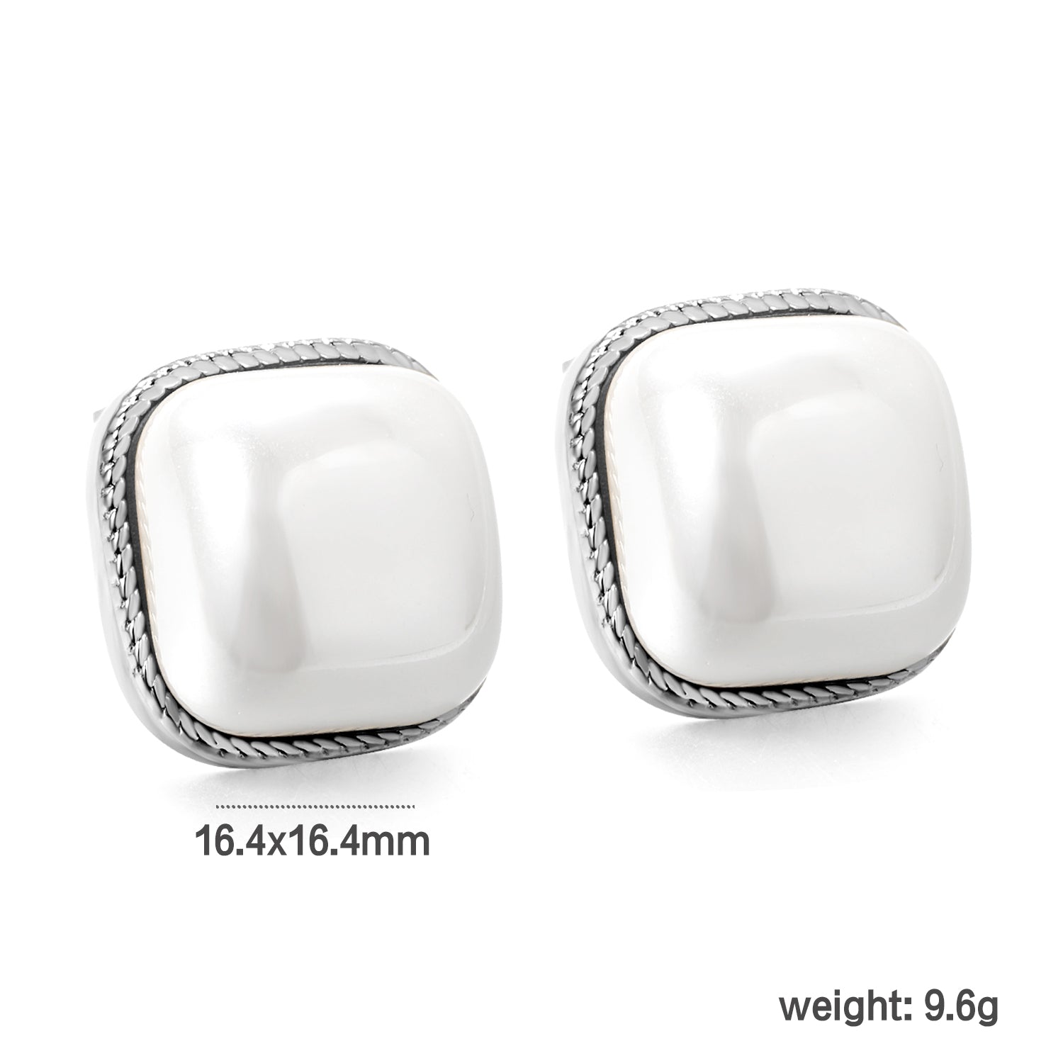 Lace Square with White Pearl Earrings 16.4*16.4mm asonjewelry