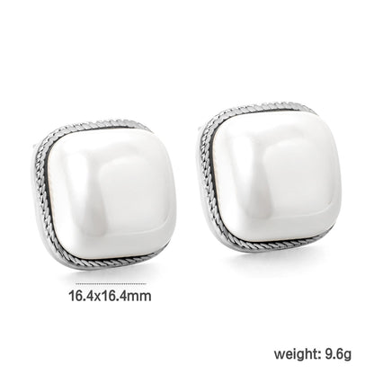 Lace Square with White Pearl Earrings 16.4*16.4mm asonjewelry