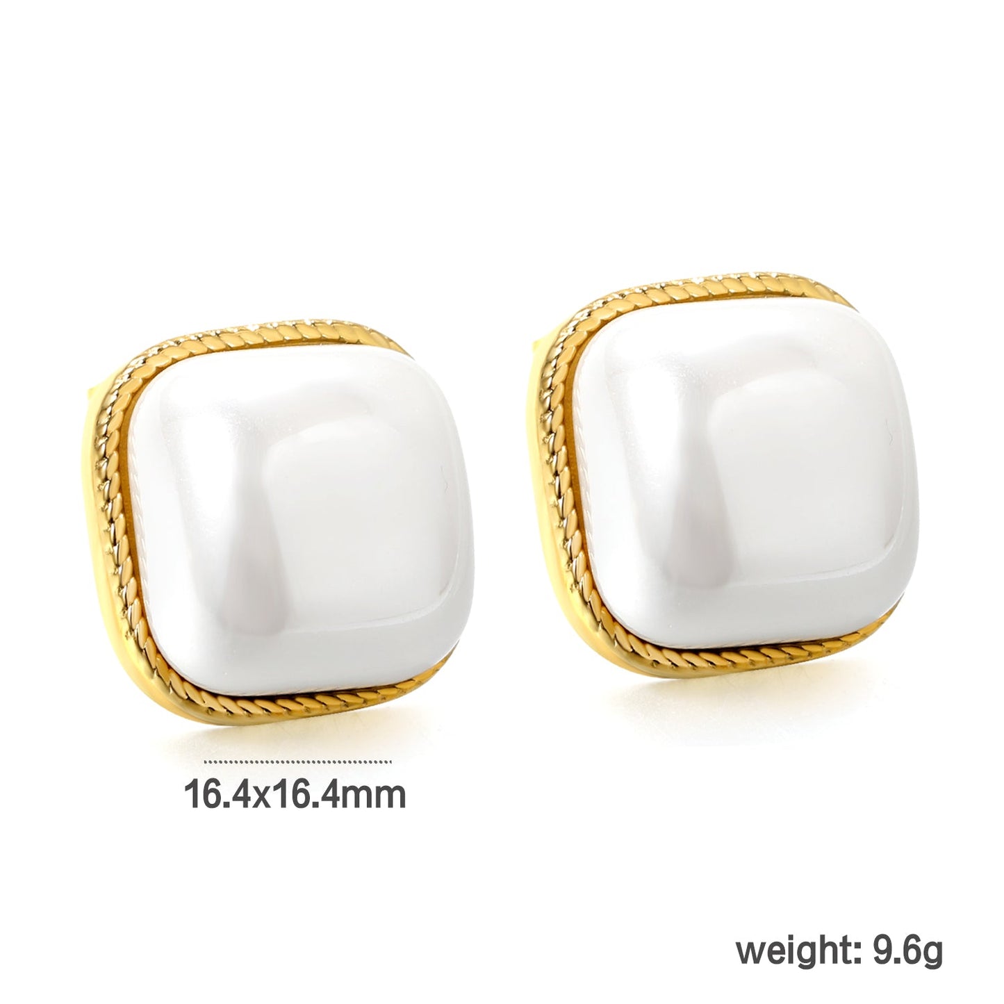 Lace Square with White Pearl Earrings 16.4*16.4mm asonjewelry