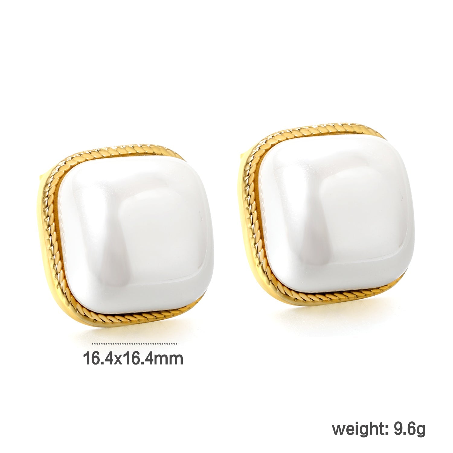 Lace Square with White Pearl Earrings 16.4*16.4mm asonjewelry