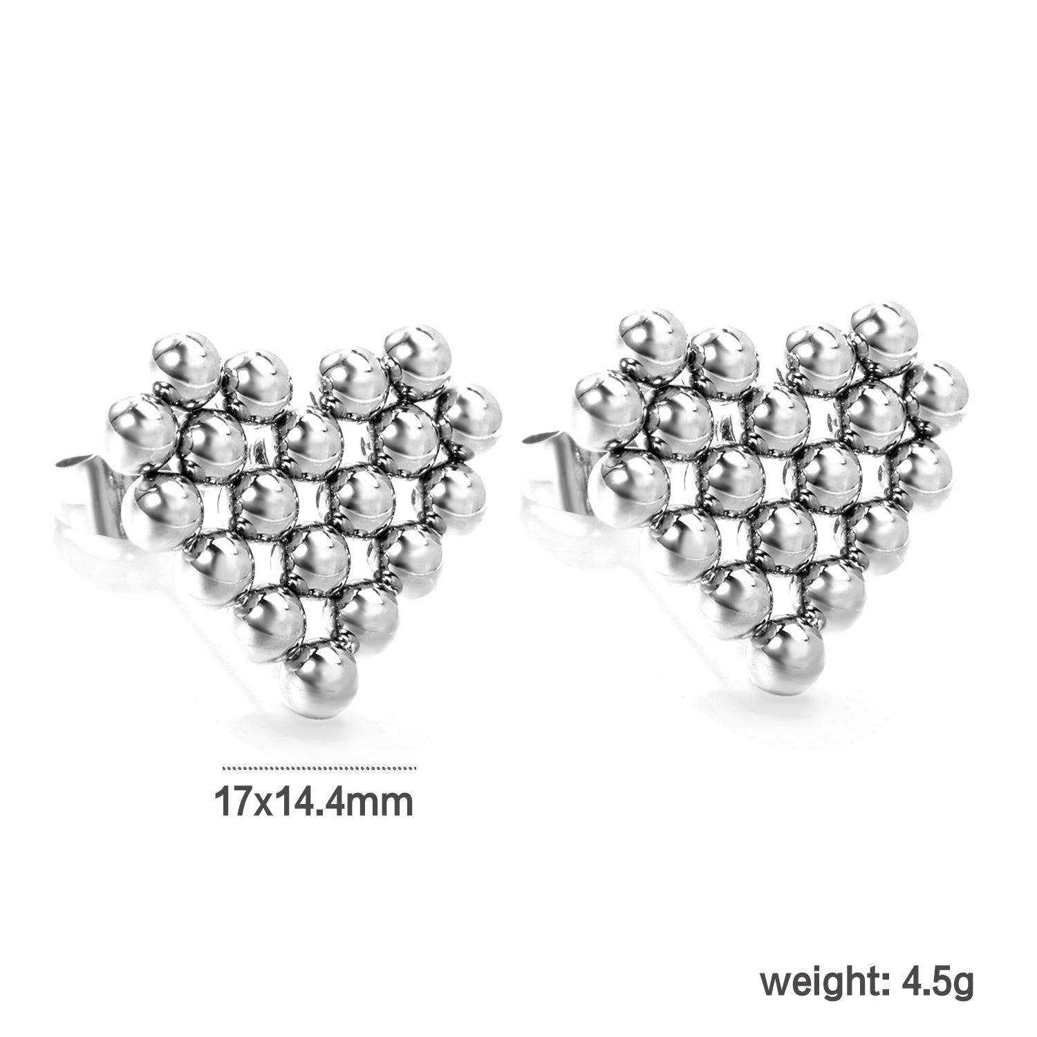 Heart Shaped Steel Bead Earrings 17*14.4mm asonjewelry