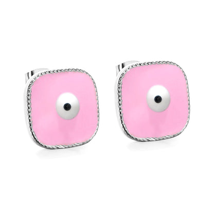 Lace Square with Multi-color Eyelets Multi-color Bottom Oil Drop Earrings 16.5*16.5mm asonjewelry