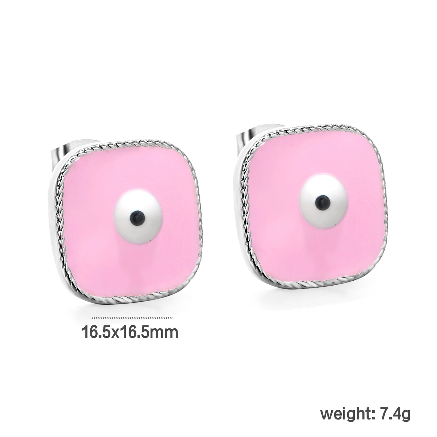 Lace Square with Multi-color Eyelets Multi-color Bottom Oil Drop Earrings 16.5*16.5mm asonjewelry