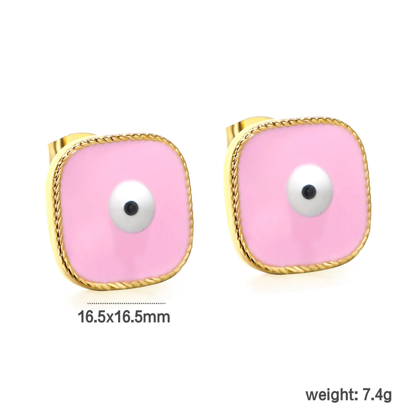 Lace Square with Multi-color Eyelets Multi-color Bottom Oil Drop Earrings 16.5*16.5mm asonjewelry