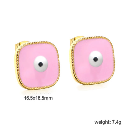 Lace Square with Multi-color Eyelets Multi-color Bottom Oil Drop Earrings 16.5*16.5mm asonjewelry