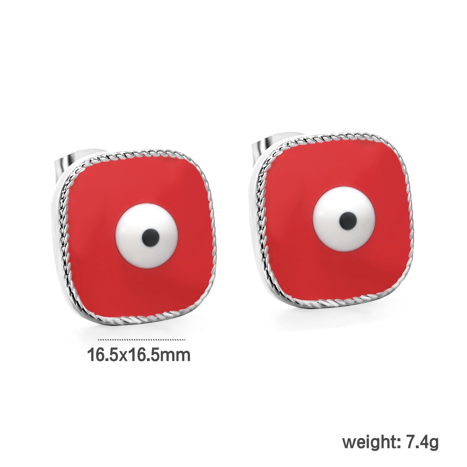 Lace Square with Multi-color Eyelets Multi-color Bottom Oil Drop Earrings 16.5*16.5mm asonjewelry