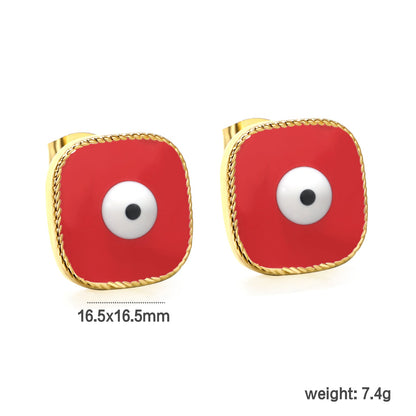 Lace Square with Multi-color Eyelets Multi-color Bottom Oil Drop Earrings 16.5*16.5mm asonjewelry