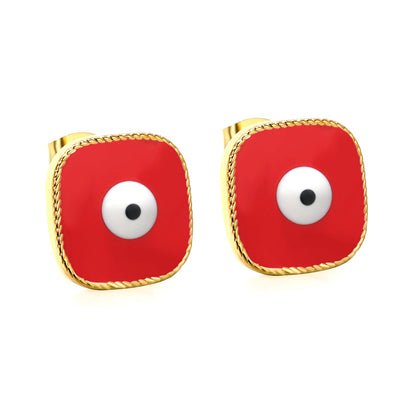 Lace Square with Multi-color Eyelets Multi-color Bottom Oil Drop Earrings 16.5*16.5mm asonjewelry