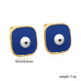 Lace Square with Multi-color Eyelets Multi-color Bottom Oil Drop Earrings 16.5*16.5mm