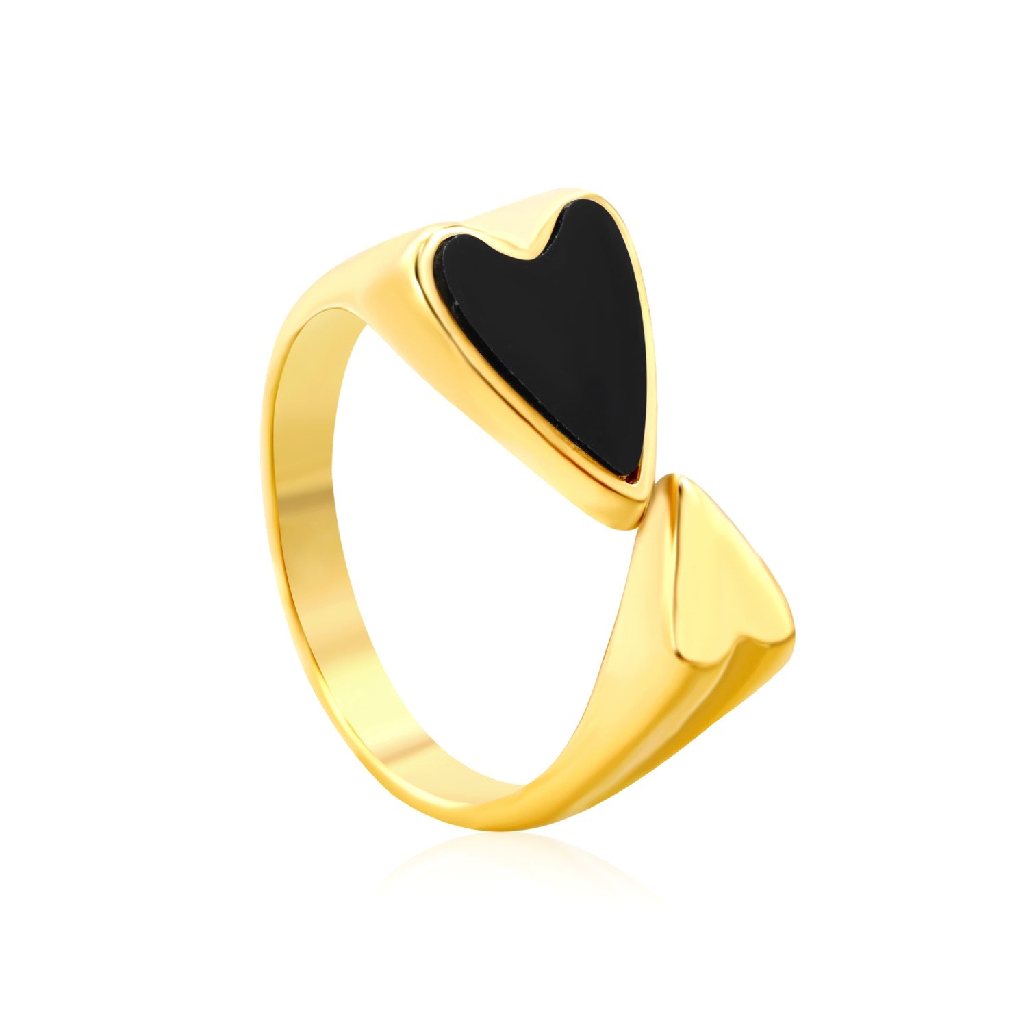 9.8mm H-Size Heart-Shaped White Shell Inlay Gold-Plated Ring asonjewelry