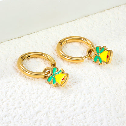 Children's Christmas bell drop earrings gold color asonjewelry
