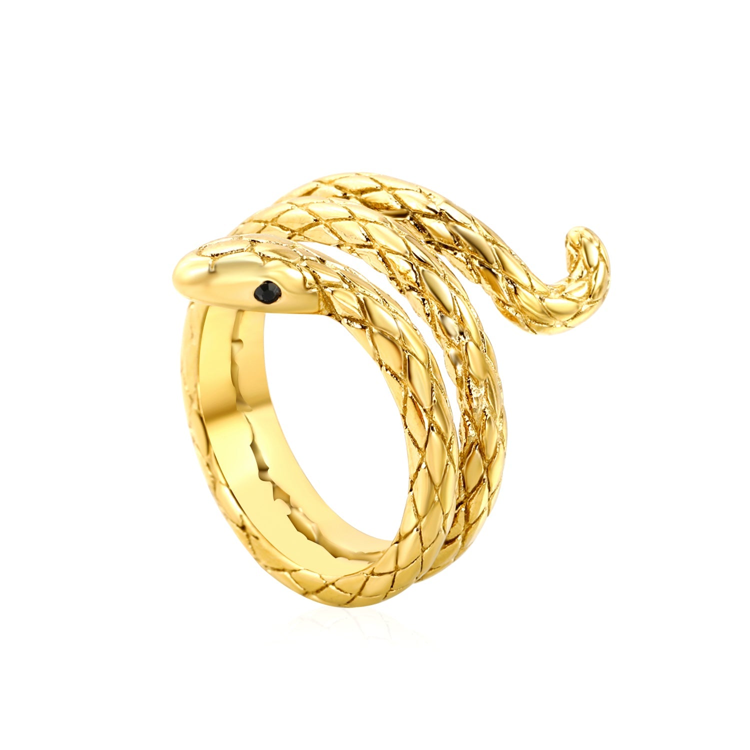 26mm H-Size Gold-Plated Snake Design Ornamental Ring asonjewelry