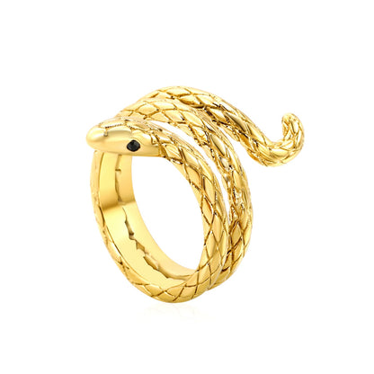 26mm H-Size Gold-Plated Snake Design Ornamental Ring asonjewelry