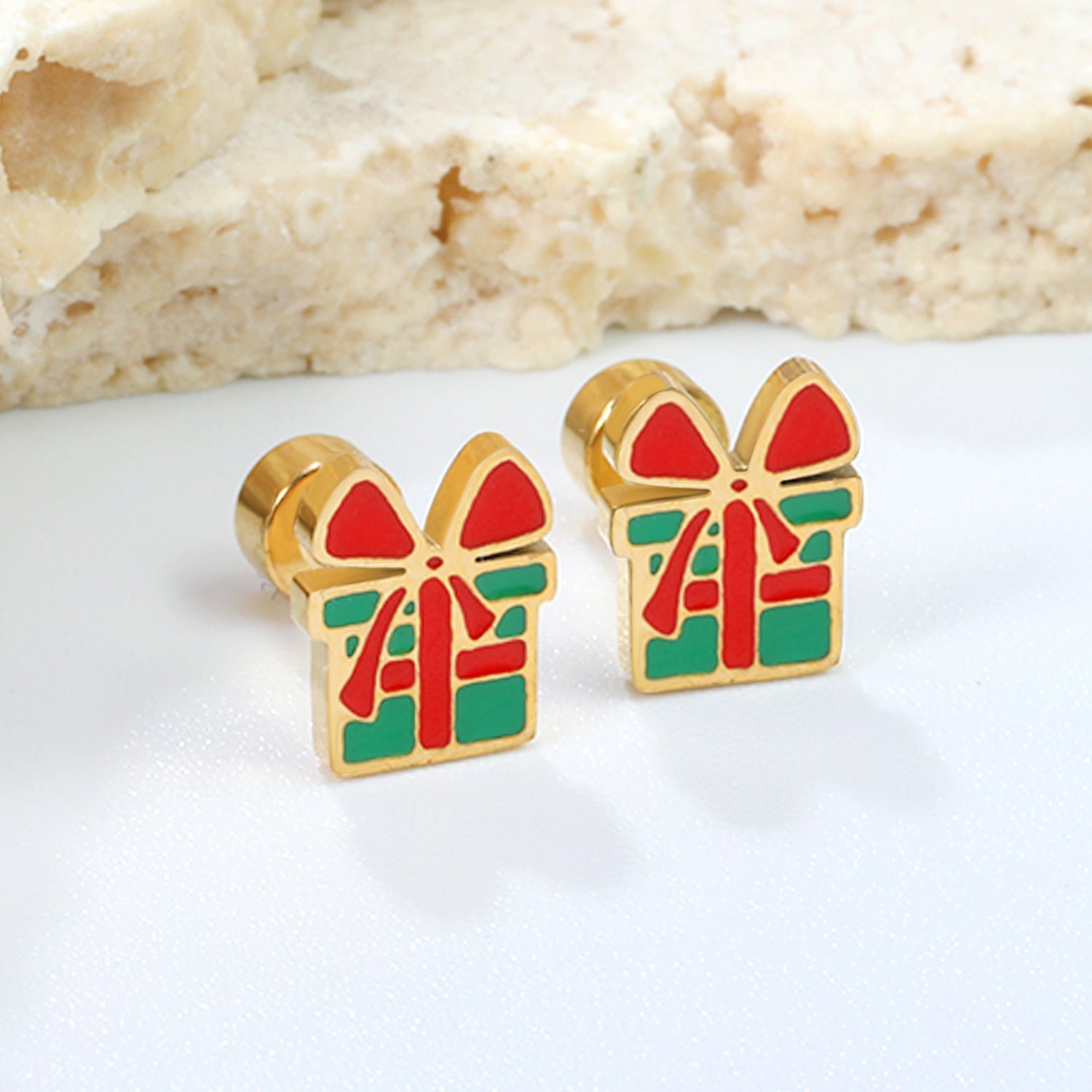 Children's Christmas Gift Twisted Plug Earrings Gold asonjewelry