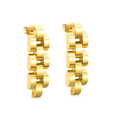 8*26.3mm 4-section bracelet stud earrings gold color asonjewelry