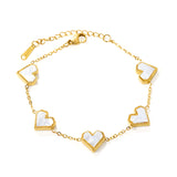 11.3*10.5mm heart shape sticky double-sided white shell/black/red/pink/green horizontal acrylic accessories 18+5cm+6mm round plaque Bracelet gold color