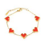 11.3*10.5mm heart shape sticky double-sided white shell/black/red/pink/green horizontal acrylic accessories 18+5cm+6mm round plaque Bracelet gold color