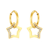 12.2x12.4mm five-pointed star white diamond earrings, gold