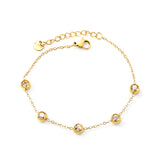 6mm Round Sticky Swarovski Diamonds 17.5+3cm+6mm Bracelet Golden