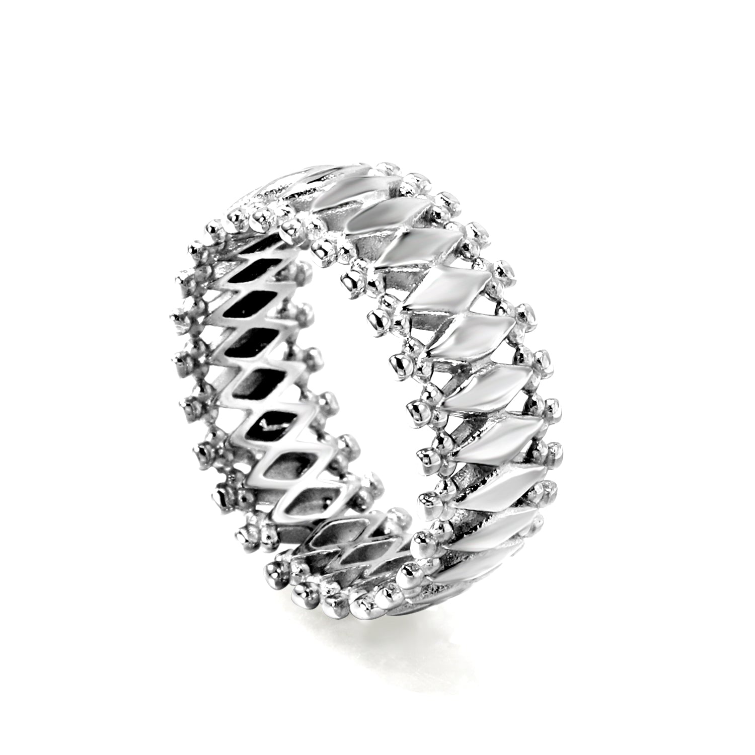 Ring made of a plurality of diamond shapes combined and surrounded by a protective ring asonjewelry