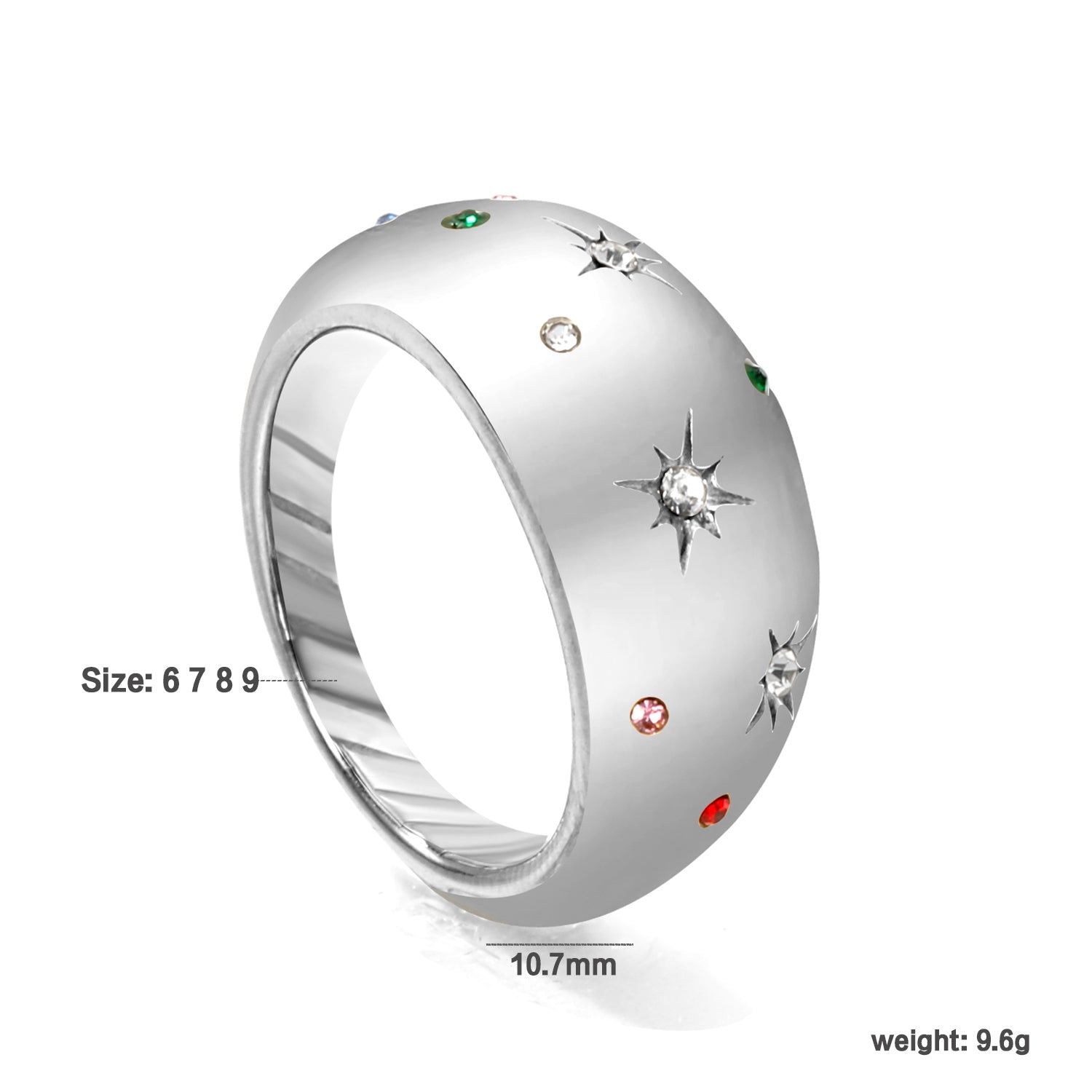 Exaggerated Mixed Color Diamond Design Ring asonjewelry