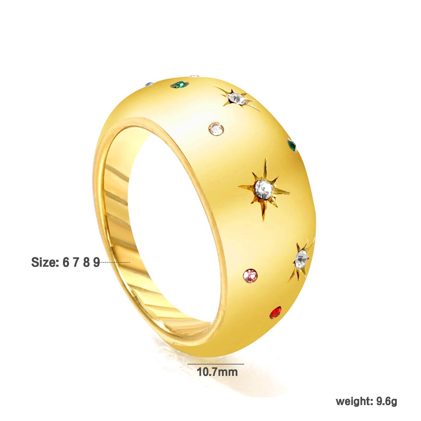Exaggerated Mixed Color Diamond Design Ring asonjewelry