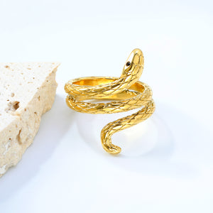26mm H-Size Gold-Plated Snake Design Ornamental Ring