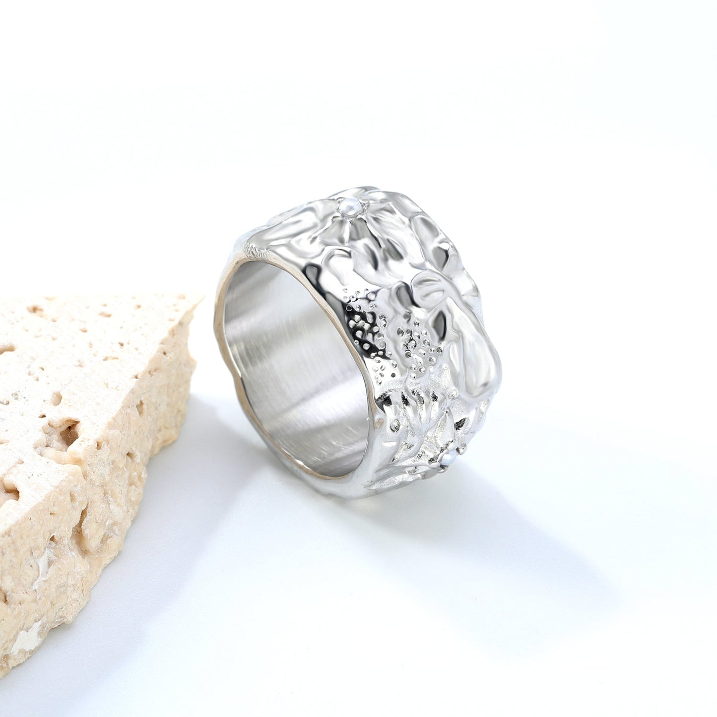 12.5mm Octagonal Pearl-Embellished Steel/Gold Tone Ring asonjewelry