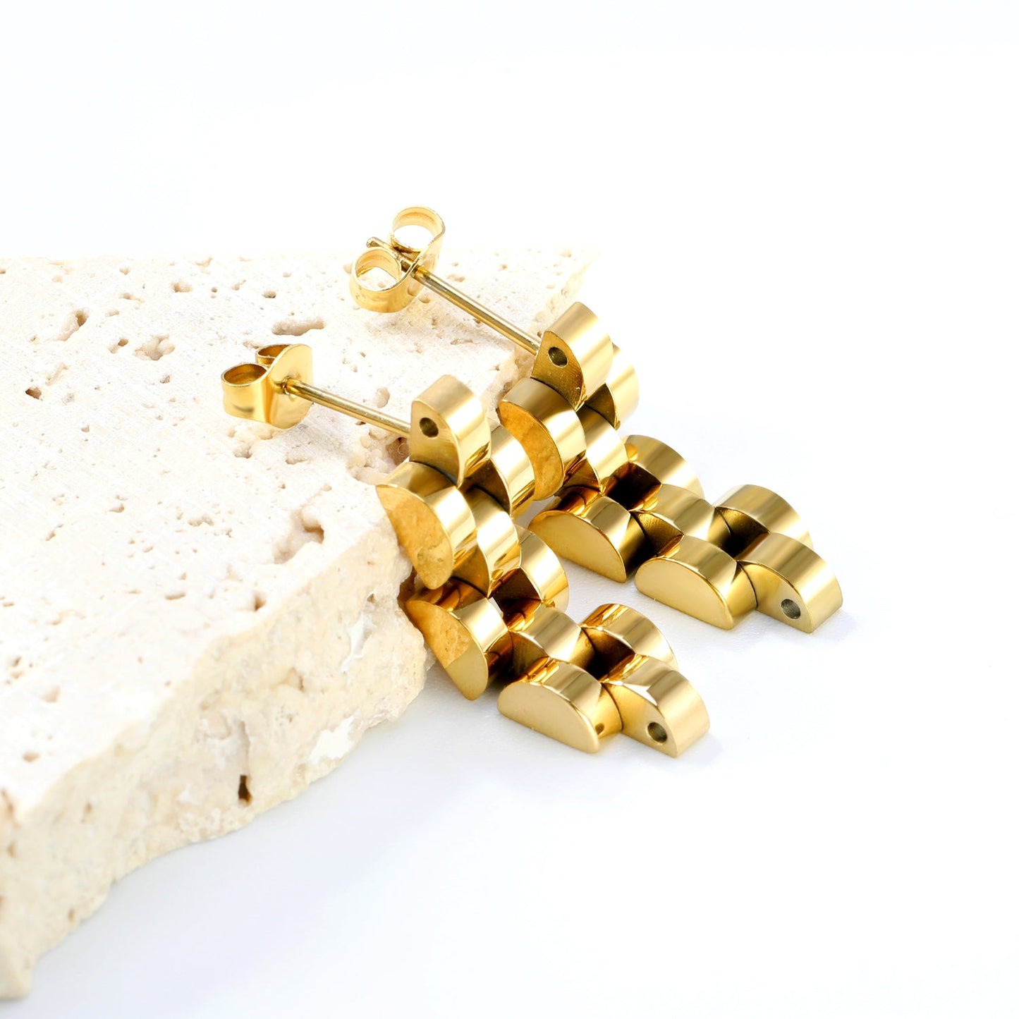 8*26.3mm 4-section bracelet stud earrings gold color asonjewelry