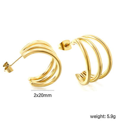 3-Layer C-ring Earrings 2.0*20mm asonjewelry