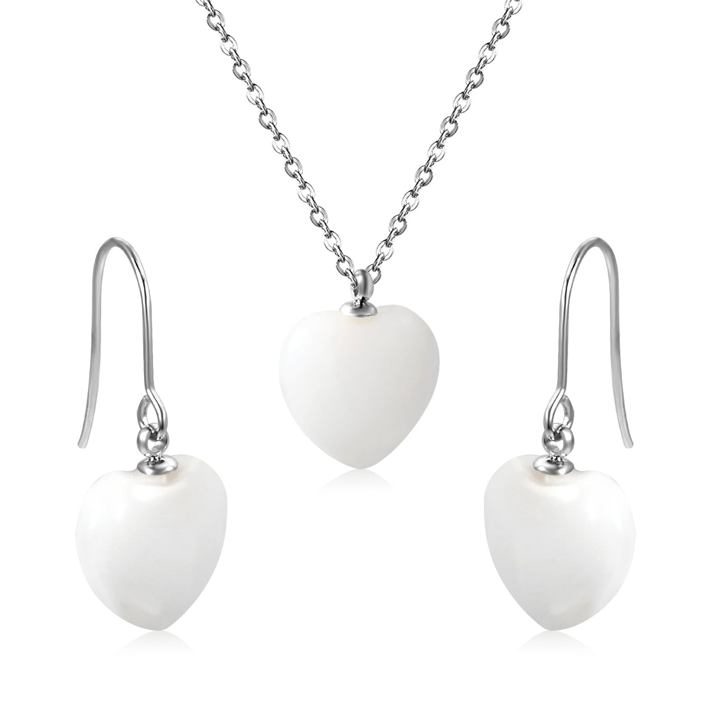 12.6*12.6mm Heart White Natural Stone Set asonjewelry