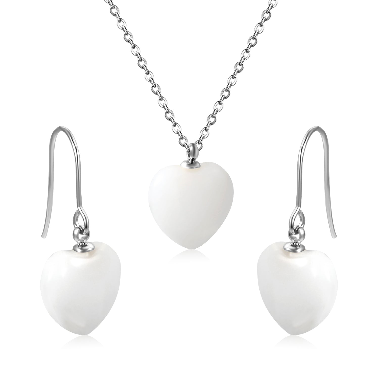 12.6*12.6mm Heart White Natural Stone Set asonjewelry