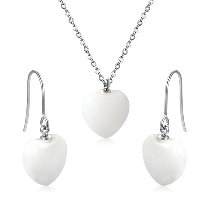 12.6*12.6mm Heart White Natural Stone Set asonjewelry