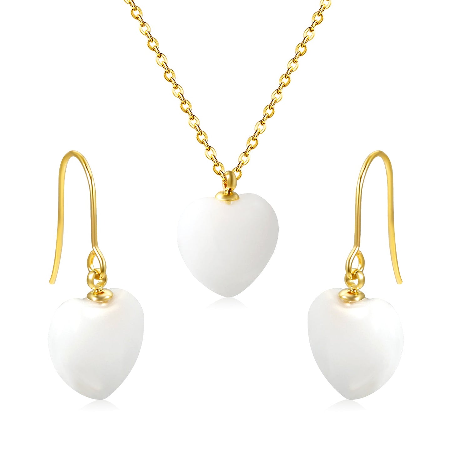 12.6*12.6mm Heart White Natural Stone Set asonjewelry