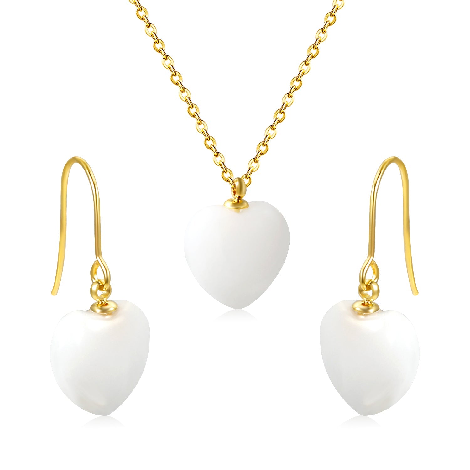 12.6*12.6mm Heart White Natural Stone Set asonjewelry