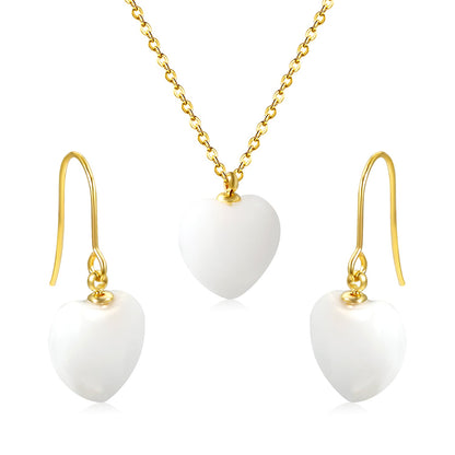 12.6*12.6mm Heart White Natural Stone Set asonjewelry