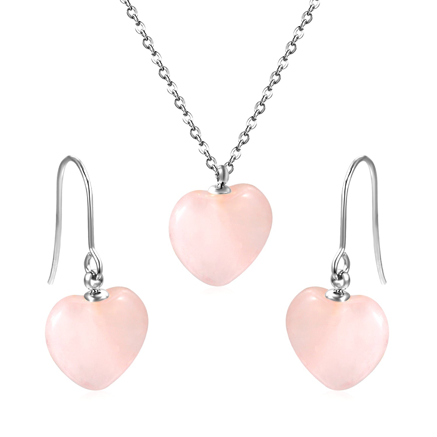 12.6*12.6mm Heart Pink Natural Stone Set asonjewelry