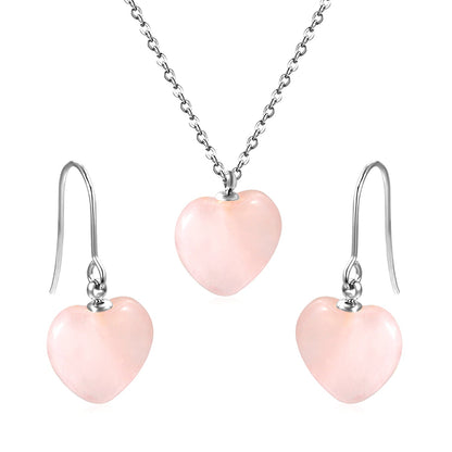 12.6*12.6mm Heart Pink Natural Stone Set asonjewelry