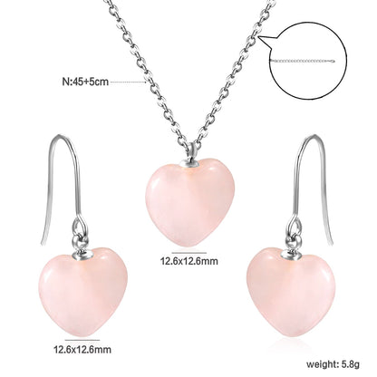 12.6*12.6mm Heart Pink Natural Stone Set asonjewelry