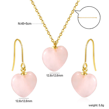 12.6*12.6mm Heart Pink Natural Stone Set asonjewelry
