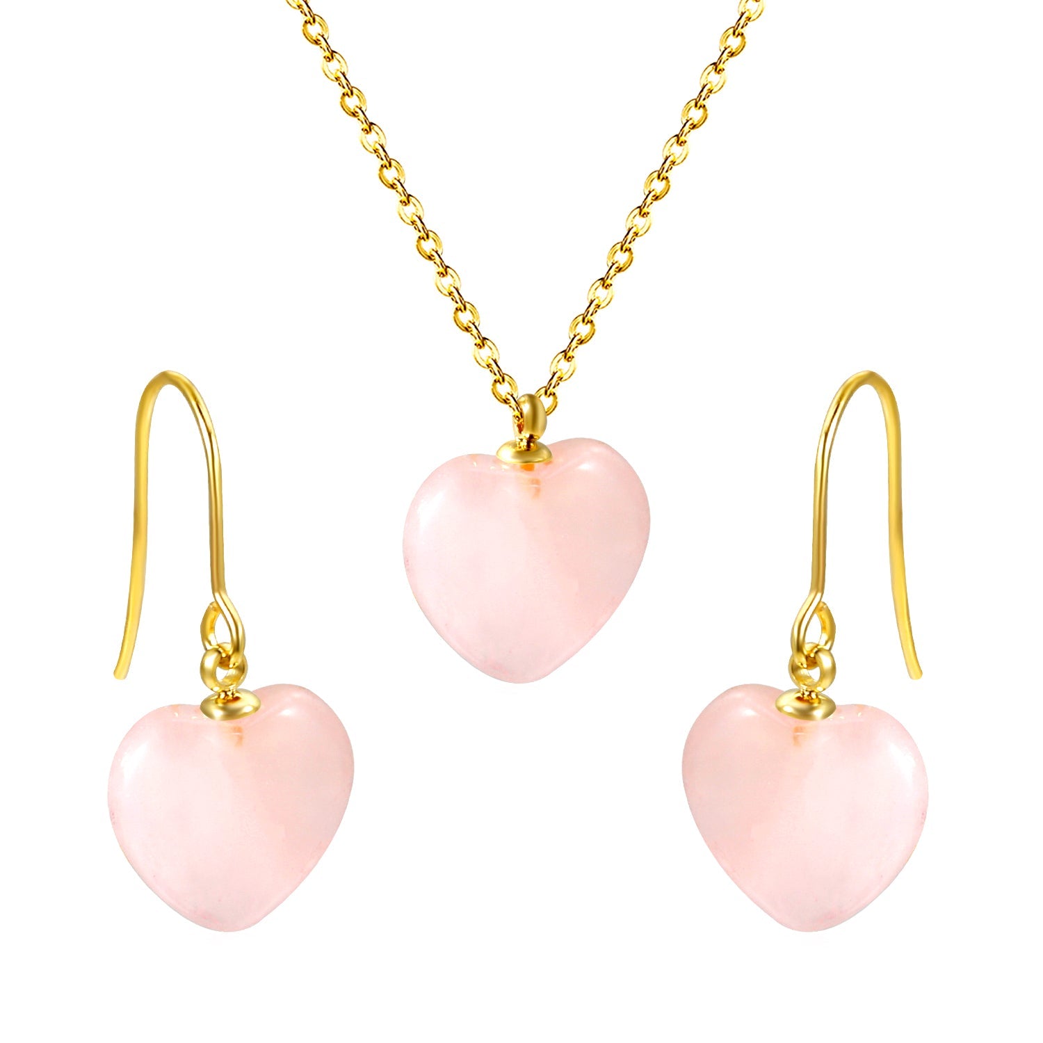 12.6*12.6mm Heart Pink Natural Stone Set asonjewelry