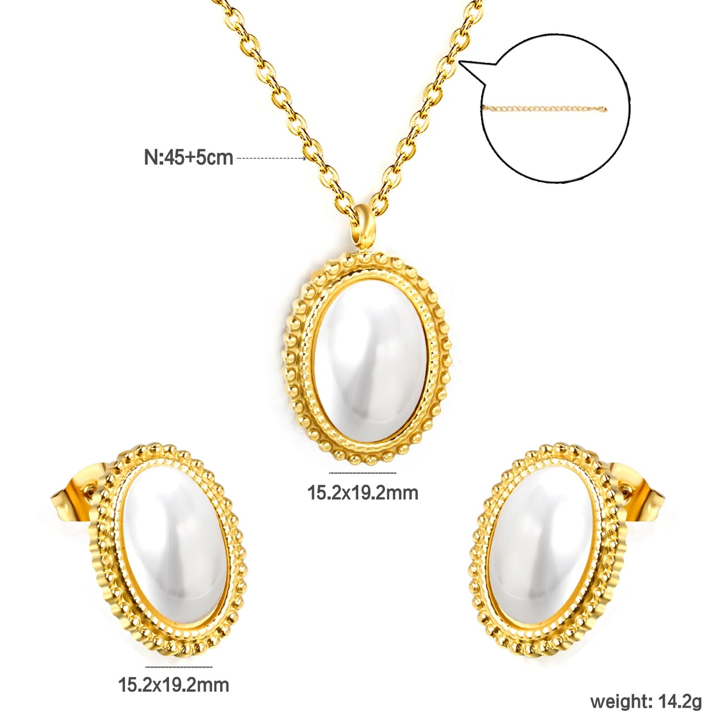 15.2*19.2mm Lace Oval with White Pearl Set asonjewelry