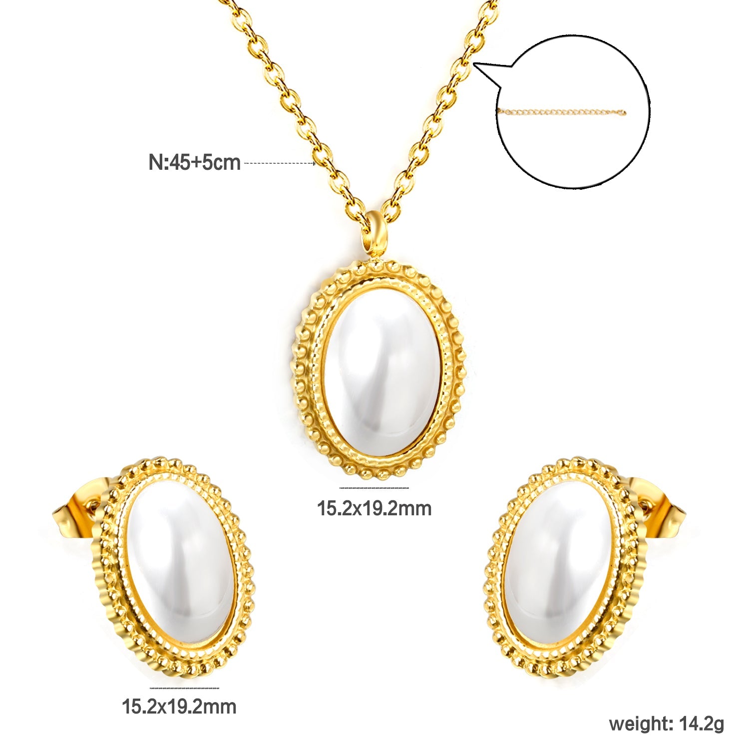 15.2*19.2mm Lace Oval with White Pearl Set asonjewelry