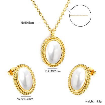 15.2*19.2mm Lace Oval with White Pearl Set asonjewelry